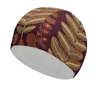 Maroon Gold Pattern Swim Caps for Adult Women & Men, Lightweight Stretchable Swim Pool Hat,Swimming Caps for Pool, Beach, Lap Swimming,Surfing Protection Hair Ears