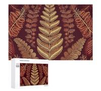 Maroon Gold Pattern Wooden Puzzles for Adults 1000 PCS Unique Shape Puzzles Wall Art Home Decor for Puzzle Lovers, Family, Friend Creative Gift Toys