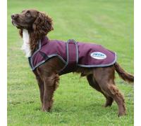 WeatherBeeta ComFiTec Premier Free Parka Deluxe Dog Coat Medium, Maroon/Grey/White, 80cm