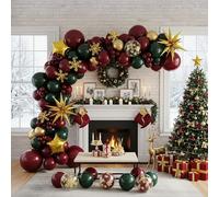 Maroon Hunter Green Gold balloon arch kit for Winter Christmas Party Decorations