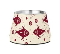 Maroon Playful Fish Pets Food Bowl Elevated Stainless Steel Pets Basic Bowls for Loving Pet Whisker Fatigue