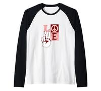 Maroon Red Burgundy Peace Love Vibes Maroon Graphic Raglan Baseball Tee