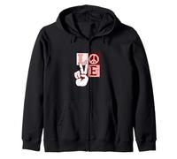 Maroon Red Burgundy Peace Love Vibes Maroon Graphic Zip Hoodie