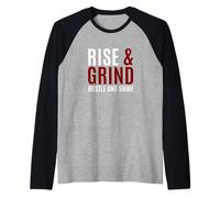 Maroon Red Burgundy Rise, Grind, Hustle, Shine Maroon Raglan Baseball Tee