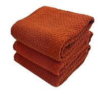 Maroon Rust Cinnamon Kitchen Hand Dish Towels: Oversized 28" x 18",100% Cotton Cloth Soft Cleaning Drying Absorbent Textured Design, Set of 3 Multipurpose for Everyday Use (Cinnamon Textured)