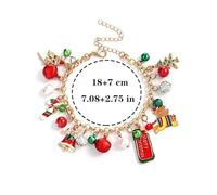 Marosoniy Christmas Ornament Long Chain jingle Bell Cute Charm Red Green Bracelets with Small Chrismas Cute bead Halloween Birthday Pearl Bangle for Women Gift, One Size, Stainless Steel, no gemstone