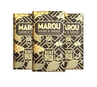 MAROU - 100% Cacao Dark Chocolate Bar | Transparent Direct Trade | Vegan, Gluten Free, No Additives, Soy Free | Single Origin Vietnam (3-Pack)
