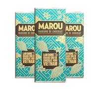 MAROU - 74% Dark Mini Chocolate Bar | Transparent Direct Trade | Vegan, Gluten Free, No Additives, Soy Free | Lam Dong Region | Single Origin Vietnam (3-Pack)