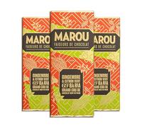 MAROU - Ginger & Lime 69% Dark Mini Chocolate Bar | Transparent Direct Trade | Vegan, Gluten Free, No Additives, Soy Free | Ba Ria Single Origin Vietnam (3-Pack)