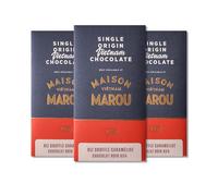 MAROU - Popped Rice 65% Dark Chocolate Bar | Transparent Direct Trade | No Additives, Soy Free | Single Origin Vietnam (3-Pack)