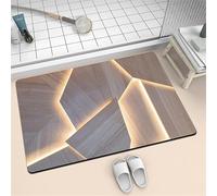 MaroYanYML Geometric Wood Grain 3D Print Super Absorbent Bath Mat Non-Slip Quick Dry Bathroom Rug Modern Light Effect Floor Mats