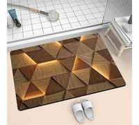 MaroYanYML Geometric Wood Grain 3D Print Super Absorbent Bath Mat Non-Slip Quick Dry Bathroom Rug Modern Light Effect Floor Mats