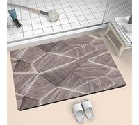 MaroYanYML Geometric Wood Grain 3D Print Super Absorbent Bath Mat Non-Slip Quick Dry Bathroom Rug Modern Light Effect Floor Mats