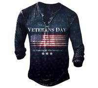 MaroYanYML Men's Henley T-Shirt Letter 3D Printed Graphic Casual Daily Long Sleeve Button-Down Vintage Distressed Tops