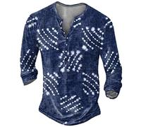 MaroYanYML Summer Men's Henley Shirt Skeleton Graphic 3D Printed Outdoor Casual Long Sleeve Button Down Distressed T-Shirts