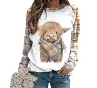 MaroYanYML Women's Highland Cow 3D Printed Pullover Sweater Funny Graphic Print Sweatshirt Long Sleeve Loose Tops