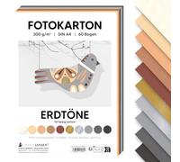 MarpaJansen Photo Card Earth Tones DIN A4 for Crafts and Design, 60 Sheets in 10 Colours, 300 g/m² Sturdy Cardboard, Ideal for Cards and DIY Projects