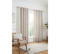 Curtina - Natural Linen Floral & Bird Woven Curtains W90 x L90 (229 x 229cm) - Cream Eyelet Curtains with Flowers - Traditional Curtains & Drapes for Living Room & Bedroom - Jacquard Thermal Curtains
