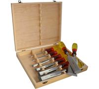 Irwin Marples MS373S8 Splitproof Flat Wood Chisel Set 8-Piece & Wooden Box