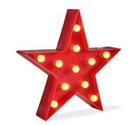 Marquee Light Star Shaped LED Plastic Sign-Lighted Marquee Star Sign Wall Décor Battery Operated (Red)