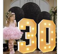 Marquee Light Up Numbers 30 Mosaic Numbers for Balloons 3.3ft-100cm Giant Light Up Numbers Pre-cut Foam Board Kit for Party Birthday Weddings Anniversary Decor