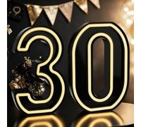 Marquee Light up Numbers, 8.6'' LED Number Lights, 30th Birthday Decorations (Number 30)