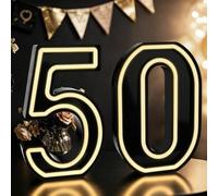 Marquee Light up Numbers, 8.6'' LED Number Lights, 50th Birthday Decorations (Number 50)