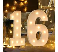 Marquee Light Up Numbers, Led Large Numbers Letters Sign Numbers Large Light Up Numbers Letters Led Light Up, Wedding Birthday Party Home Cardboard with Light Bulbs Pre-Cut Kit ( Color : Number 16 , S