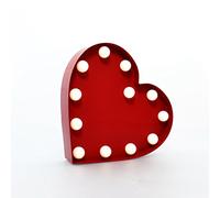 Marquee Love Light "Heart" - Romantic Wedding Light Up LED - Light Bulb Night Lamp - Vintage Decorative Bar Sign - Metal 9" Red