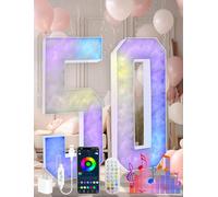 Marquee Numbers Colorful 50th-Birthday Decoration: 4FT Giant Large Light Up 50 Year Old Birthday Decorations Anniversary Backdrop for Men Women DIY Mosaic Balloon Frame décor