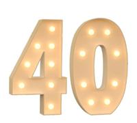 Marquee Numbers Light Up LED Large Mosaic Pre-Cut Frame for 18th Anniversary 80th Birthday Wedding Party DIY Decoration (Number 40) 4FT Marquee Lighting