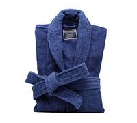 MARQUESS All-Cotton Bathrobe Thick Plush Cloth Housecoat Terry Toweling, Sweat Steaming Clothes Comfortable & Warm (Navy Blue)