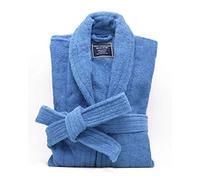 Marquess All-Cotton Bathrobe Thick Plush Cloth Housecoat Terry Toweling, Sweat Steaming Clothes Comfortable & Warm, Light Blue, Medium