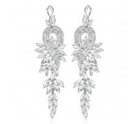 Marquise Crystal Bridal Chandelier Earrings Elegant Wedding Drop Dangle Earrings for Women Bridesmaids (A-Clear Earrings Pin)