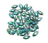 Marquise Rhinestone Flat Back Resin 500Pcs Light Green AB Shiny Glossy Decorative Crafts for Jewelry Making Clothing Accessories Wedding Dress Nail Design 7x15mm