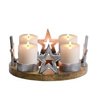 Marrakech Advent Wreath Candle Holder Demali Metal Round 23 cm - Christmas Decoration Decorative Wreath Modern