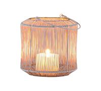 Marrakech Boho Decorative Aesthetic Lanterns Metal Wire 14 cm Large White Gold | Lantern Tea Light Holder Stello as Garden Decoration & Living Room Table Decoration | Exquisite Candle Holder for Tea