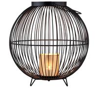 Marrakech Boho Decorative Aesthetic Lanterns Metal Wire 30 cm Large Black Gold | Lantern Tea Light Holder Leya as Garden Decoration & Living Room Table Decoration | Exquisite Candle Holder for Tea