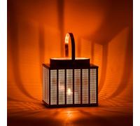 Marrakech Boho Decorative Lantern 16 cm Metal Square in White Tea Light Holder as Table Decoration Living Room Decoration Candle Holder Lantern Pacom as Balcony Patio & Garden Aesthetic Garden