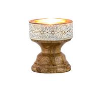 Marrakech Boho Decorative Tea Light Holder Candle Holder Made of Wood and Metal 7.5 cm Large Hamida Vintage Oriental Candle Holder as Living Room Table Decoration or Bedroom Bathroom Spring Decoration