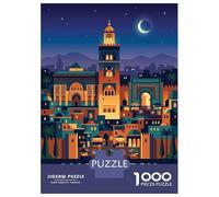 Marrakech Morocco Cityscape at Night Jigsaw Puzzle 1000 Pieces, Historic Square Architecture, 1000 Pieces for Adults, Birthday Gift for Adults, Screen-Free Fun, 38x26cm/1000pcs