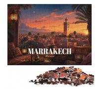 Marrakech Morocco Cityscape at Sunset Jigsaw Puzzle for Adults, 1000 Pieces | Adult Jigsaw Puzzle - structured assembly from border to image details on weekends.
