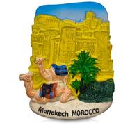Marrakech Morocco Souvenir Fridge Magnet - 3D Camel & Kasbah Design - Hand-Painted Resin Travel Gift - Decorative Fridge Magnet - 5.6 x 6.7 x 1.7 cm