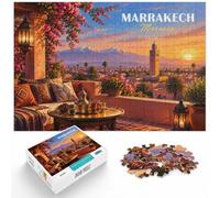Marrakech Morocco Sunset Cityscape-1 Jigsaw Puzzle for Adults, 500 Pieces | For home use: Puzzle for Adults - quiet indoor hobby for adults alone or together.