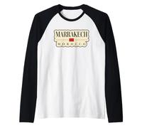 Marrakech Morocco Travel Adventure Africa City Country Flag Raglan Baseball Tee