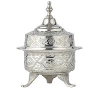 Marrakech Oriental Decoration Jewellery Bowl Container with Metal Lid 18 cm Ramadan Decoration in Living Room & Bedroom on Dressing Table Candy Nabila Silver