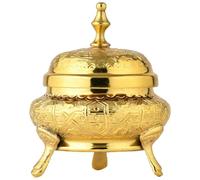 Marrakech Oriental Decorative Jewellery Bowl Container with Metal Lid 13 cm Jewellery Storage as Decoration in the Living Room and Bedroom on the Dressing Table | Nabih Gold Candy Box as Table