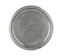 Marrakech Oriental Ramadan Decorative Tray Serving Tray Round Brass 28 cm Candle Tray Nacera Silver as Table Decoration for Kitchen and Living Room Aesthetic Breakfast Tray for Bedroom