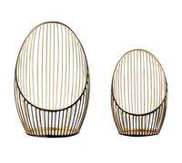 Marrakech Set of 2 Decorative Aesthetic Lanterns Metal Wire 22 & 17 cm Large Black Gold | Lantern Tea Light Holder Palmis as Garden Decoration & Living Room Table Decoration | Exquisite Candle Holder