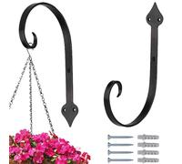 Marrakech Set of 2 Wall Hooks Hand Forged Black 27 cm Long Vintage Hooks for Screwing on Hanging Basket & Hanging Plant Device Holder Mapov for Outdoor Use as Balcony Patio or Garden Decoration